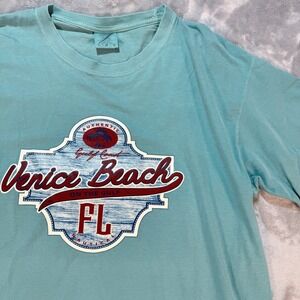 Comfort Colors Venice Beach FL Gulf Coast Graphic T Shirt Light Blue Size Large